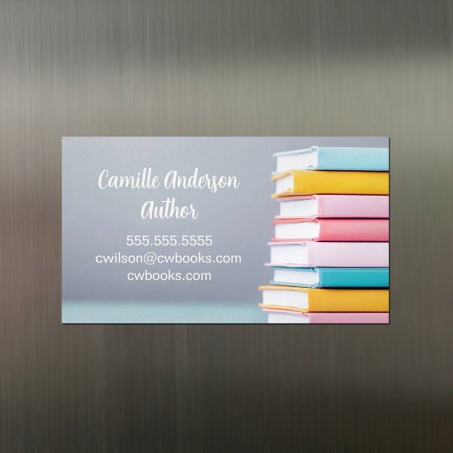Author Book Launch Cute Pastel Freelance Writer Business Card Magnet (Creator Uploaded)