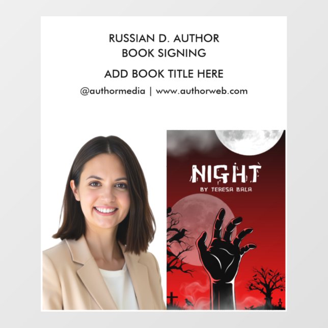 Author Book Launch Promotional Window Cling (Sheet)