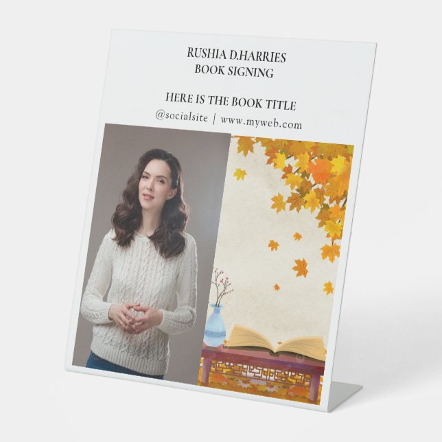 Author Book Launch Signing Event Display Pedestal  Sign (Front)