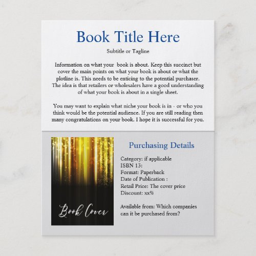 Author Book Novel Promotion Marketing Sheet