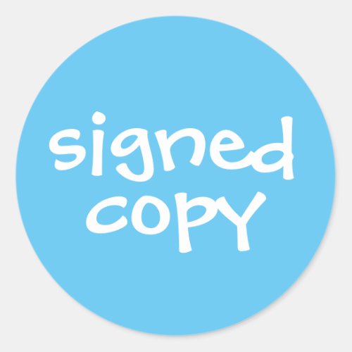 Author Book Signed Copy Blue Classic Round Sticker