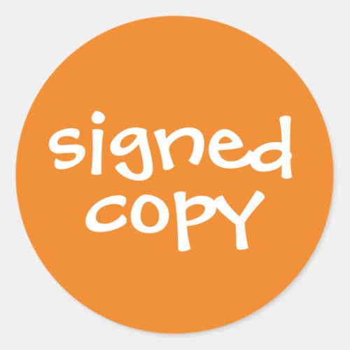 Author Book Signed Copy Orange Classic Round Sticker