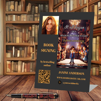 Author Book Signing Photo QR Code Pedestal Sign