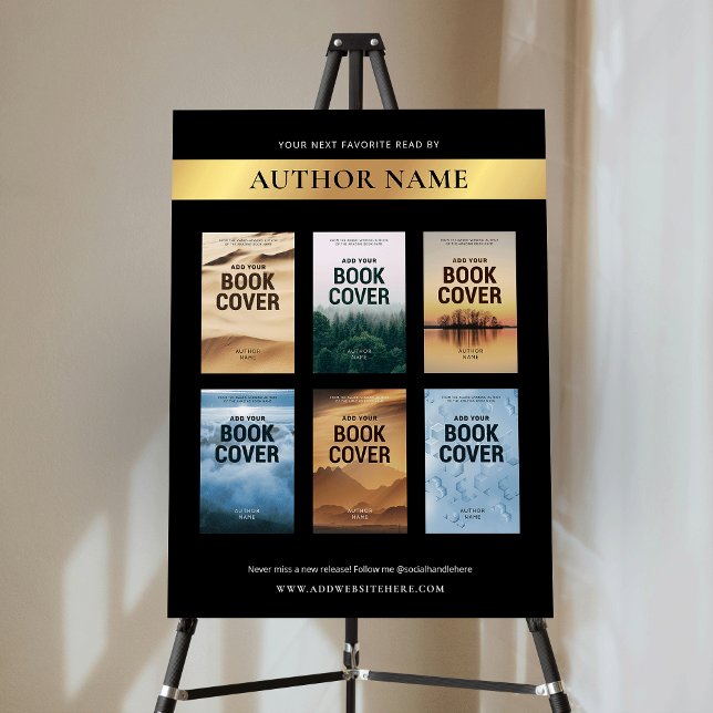 Author Books Photo Collage Black & Gold Marketing Foam Board (Creator Uploaded)
