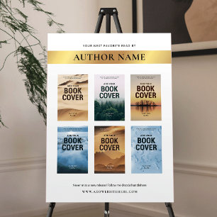 Author Books Photo Collage White & Gold Marketing Foam Board