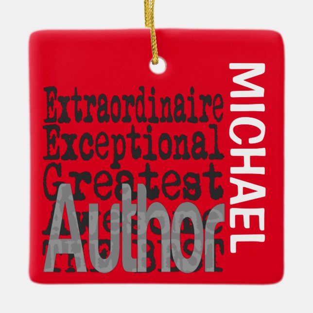 Author Extraordinaire CUSTOM Ceramic Ornament (Front)