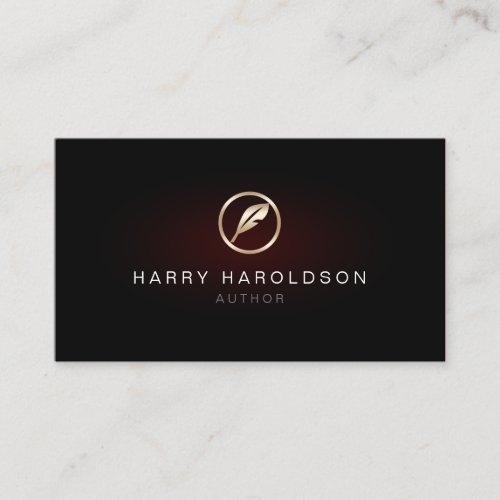 Author Faux Gold Quill Icon Business Card