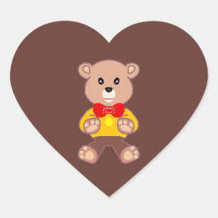 Author K.E.C. Teddy Bear  Heart Sticker