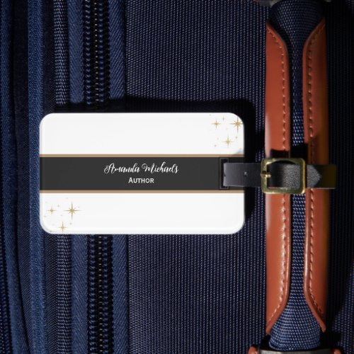 Author Minimalist Elegant Brown Black  Luggage Tag