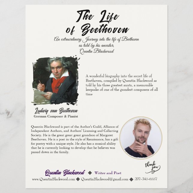 Author One-Sheet Simple Classy Versatile Flyer (Front)