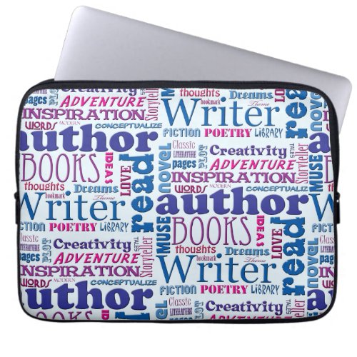 Author Pride Wordy Cool Typography Pattern Laptop Sleeve