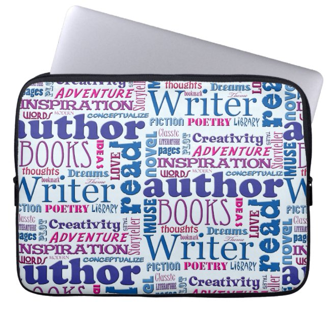 Author Pride Wordy Cool Typography Pattern Laptop Sleeve (Front)