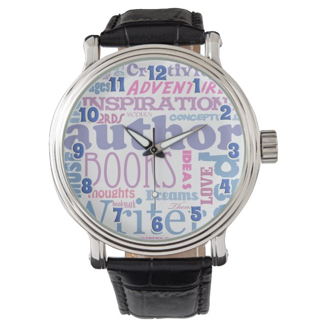 Author Pride Wordy Fun Typography Pattern Watch (Front)