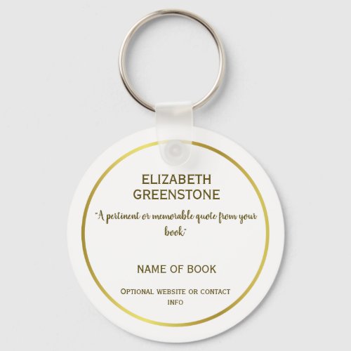 Author Promotional Book Quote Cover Keychain