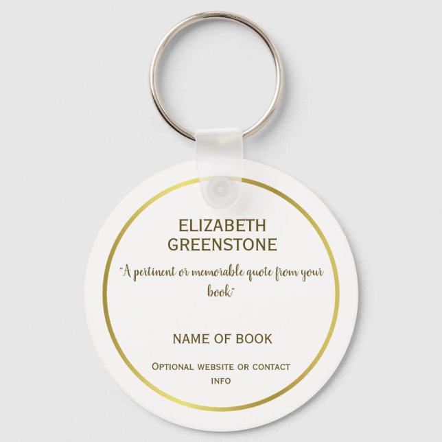 Author Promotional Book Quote Cover Keychain (Front)