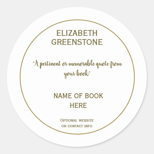 Author Promotional Classic Round Sticker