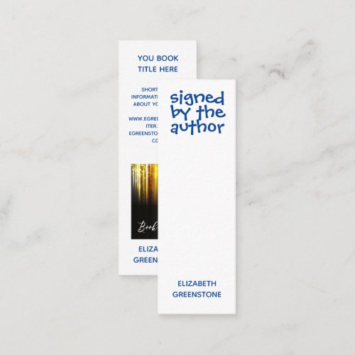 Author Promotional Signed Blue Mini Bookmark Mini Business Card