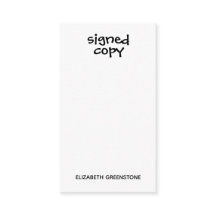 Author Promotional Signed Copy Bookmark