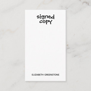 Author Promotional Signed Copy Bookmark Enclosure Card