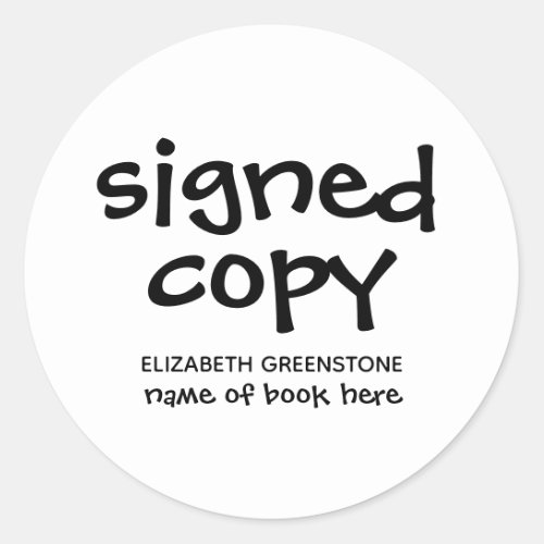 Author Promotional Signed Copy Classic Round Sticker