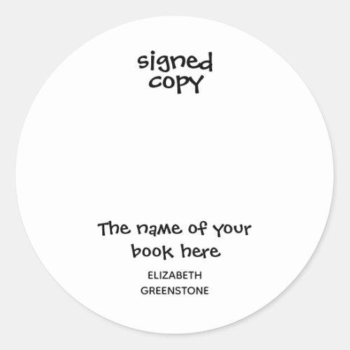 Author Promotional Signed Copy Classic Round Sticker