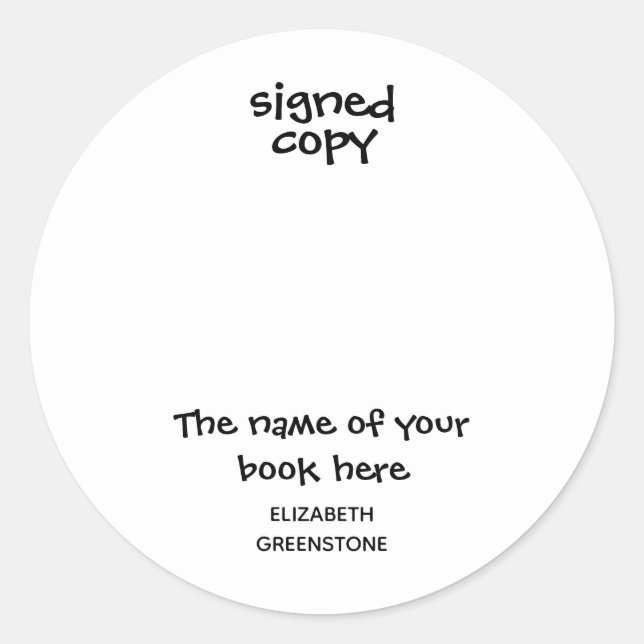 Author Promotional Signed Copy Classic Round Sticker (Front)