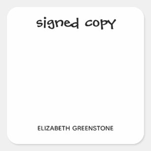Author Promotional Signed Copy Square Sticker