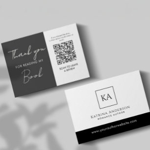 Author QR Code Book Review Request Minimal  Enclosure Card