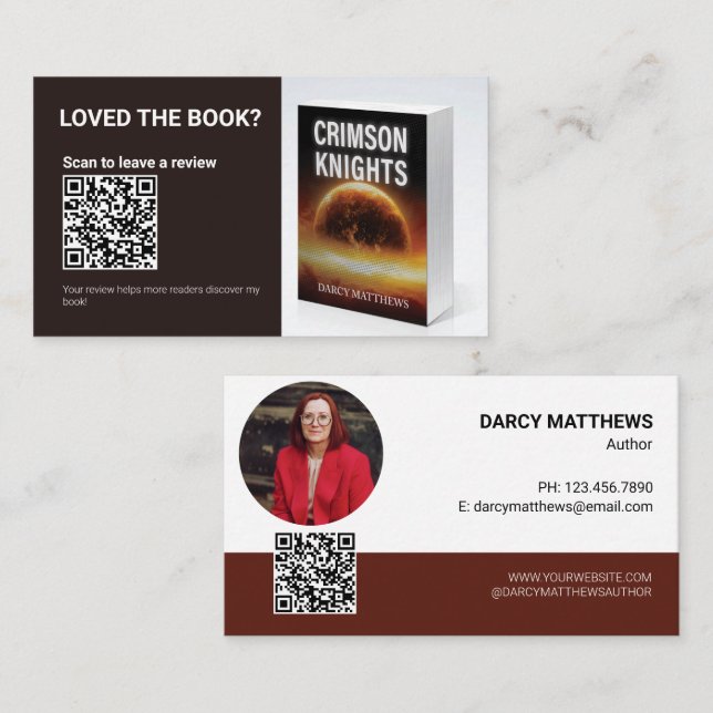 Author QR Code Book Review Request Promo Marketing Business Card (Front/Back)