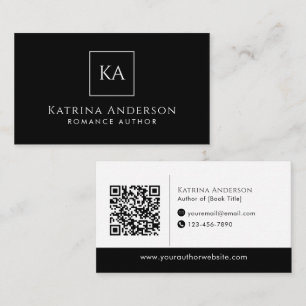 Author QR Code Minimal Elegant Black Branding Business Card
