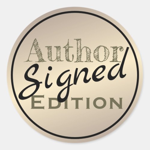 Author Signed Champagne Color Classic Round Sticker