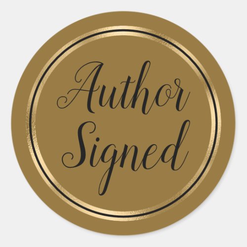 Author Signed Coffee Caramel Gold Classic Round Sticker