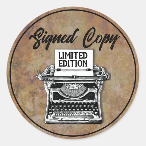 Author Signed Copy Typewriter Classic Round Sticker