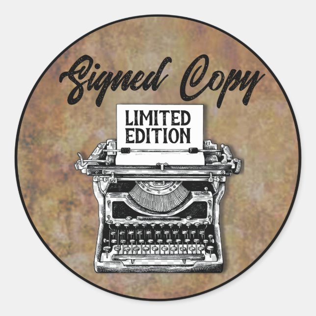 Author Signed Copy Typewriter Classic Round Sticker (Front)
