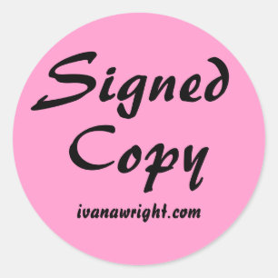 Author Signed Copy with URL Pink and Black Classic Round Sticker