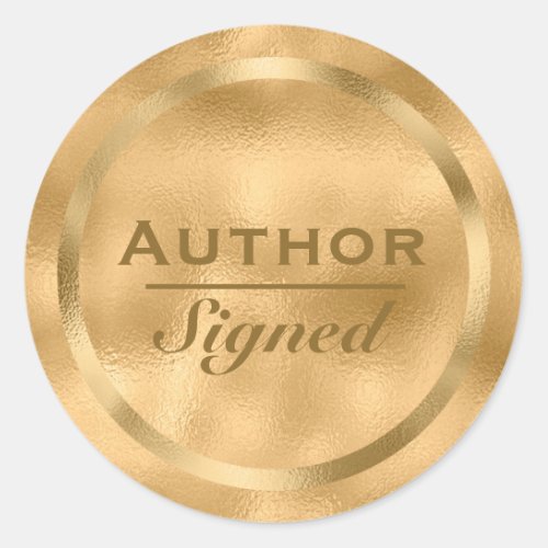 Author Signed Faux Gold Classic Round Sticker