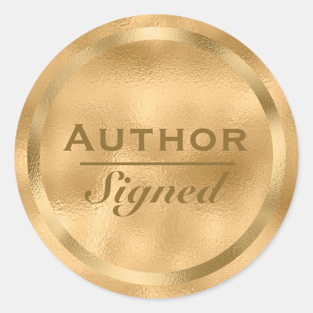 Author Signed Faux Gold Classic Round Sticker (Front)