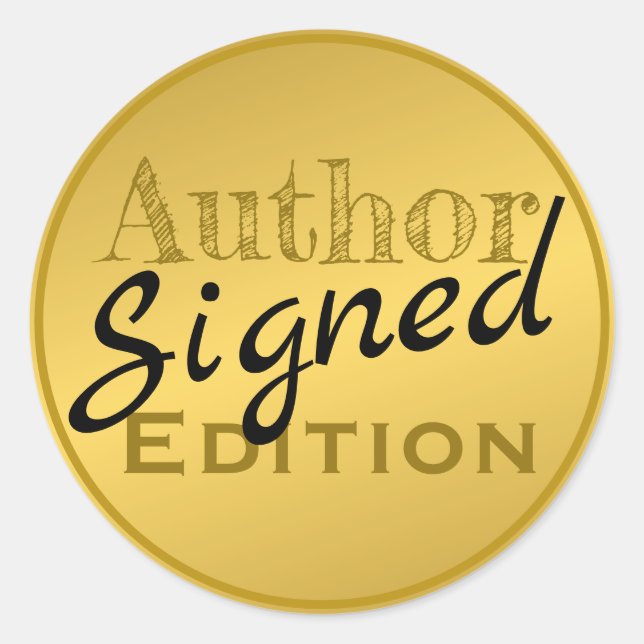 Author Signed Yellow Gold Classic Round Sticker (Front)
