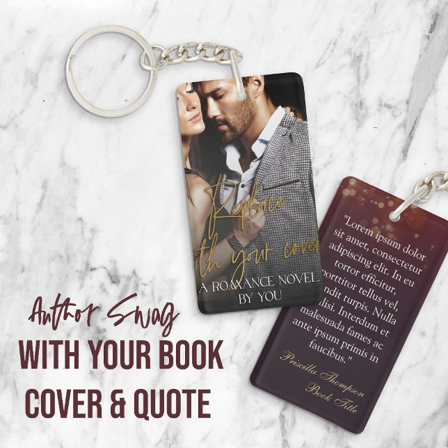 Author Swag Romance Book Cover & Quote Keychain (Creator Uploaded)