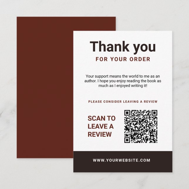 Author Thank You Insert Card Book Review Request (Front/Back)