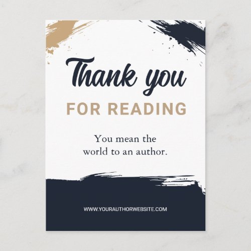 Author Thank you Reader Appreciation Insert Book Postcard