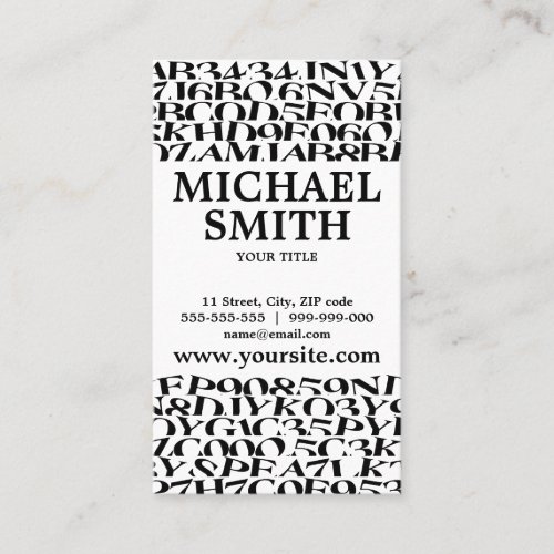 Black And White Typography business card
