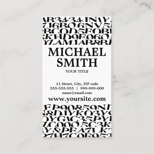 Customizable Black And White Typography business card