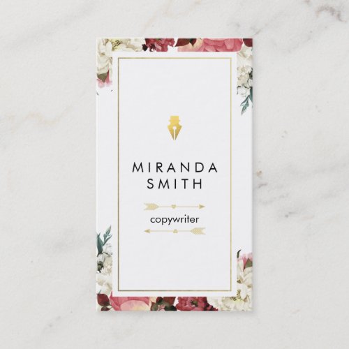 Author Writer Business Card _ Chic Floral