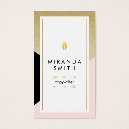 Author Writer Business Card Chic Geometric