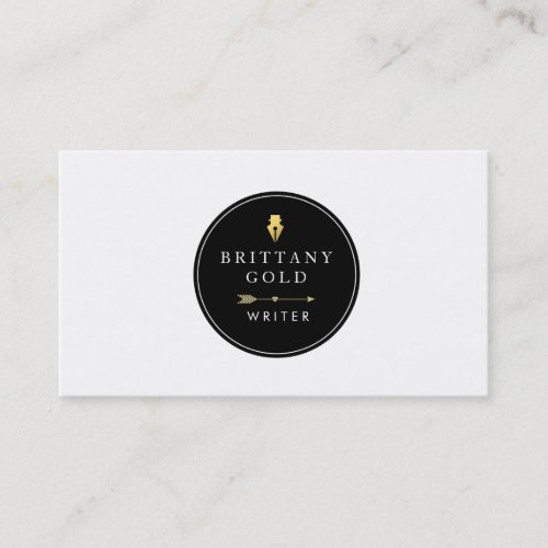 Author Writer Business Card _ Chic Gold and Black