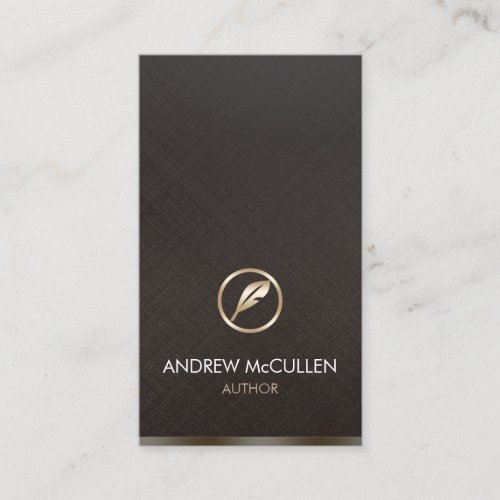 Author Writer Faux Gold Quill Icon Business Card