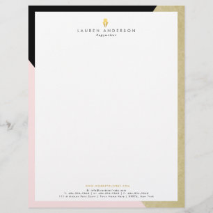 Author Writer Letterhead Elegant Modern Stationary