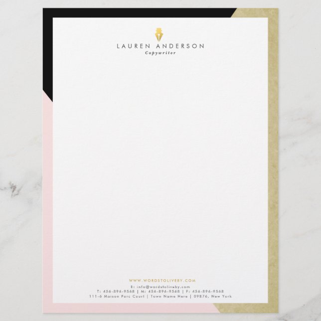 Author Writer Letterhead Elegant Modern Stationary (Front)