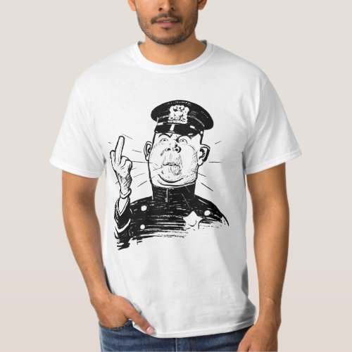 AUTHORITY COP CHARACTER FINGER FLIP T_Shirt